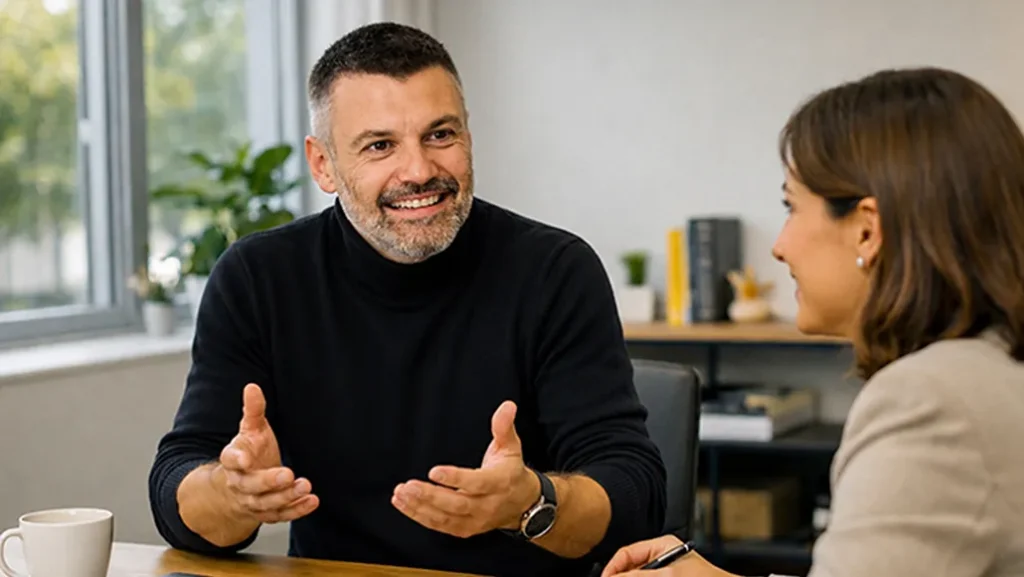 Gaëtan Caudron lors d’une séance de mentorat individuel en leadership humain